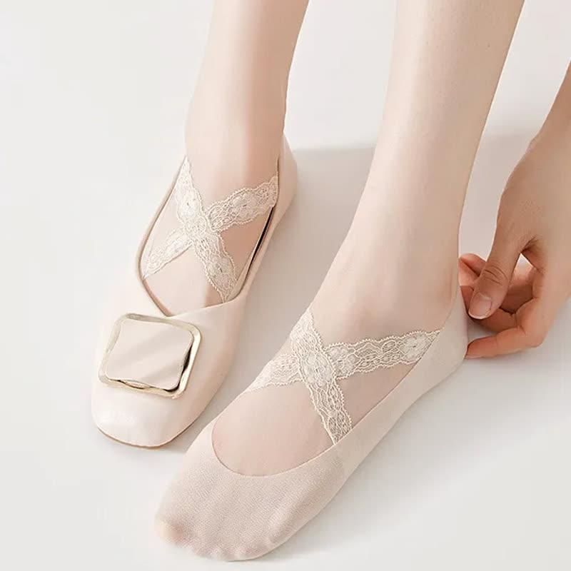 Lace No Show Breathable No Show Socks(3 Pairs) - image 1