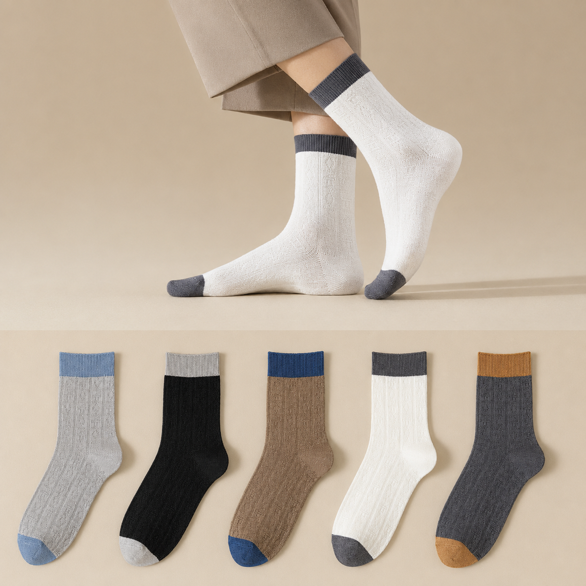 Antibacterial Quarter Socks(5 Pairs) - Multicolor - EU39-44(US5-10) - image 0