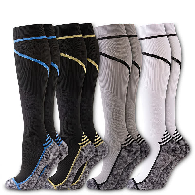 Contrast Stripe Compression Socks(4 Pairs) - image 7