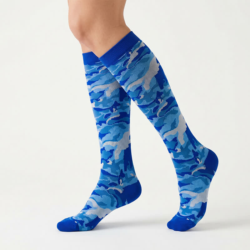 Blue Camo Compression Socks(3 Pairs) - Blue - S/M - image 3