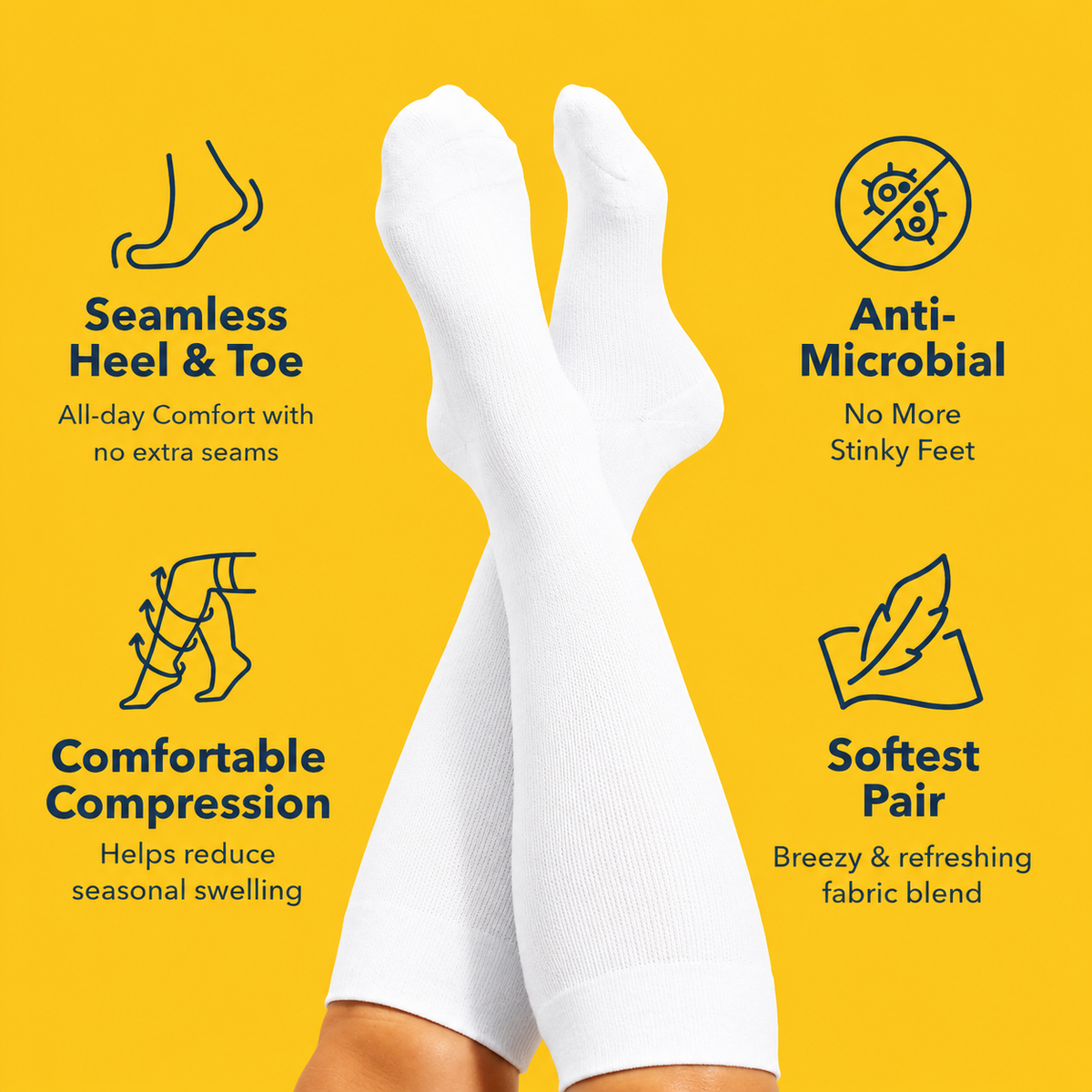 Plus Size White Bamboo Compression Socks - image 2