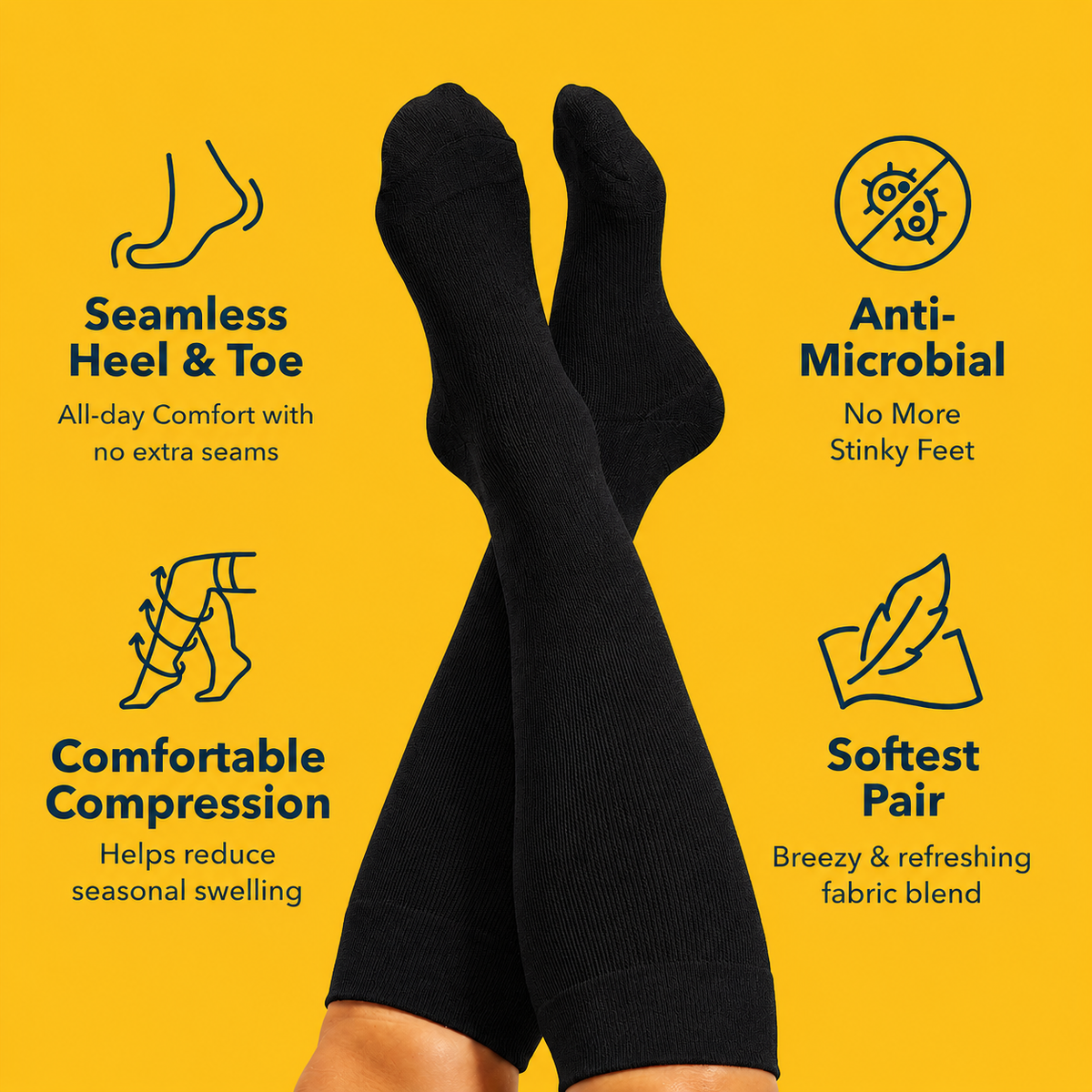 Plus Size Black Bamboo Compression Socks - image 2