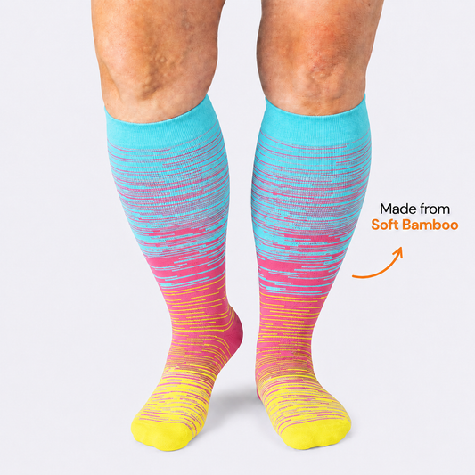 Plus Size Pink Stripe Bamboo Compression Socks - image 0