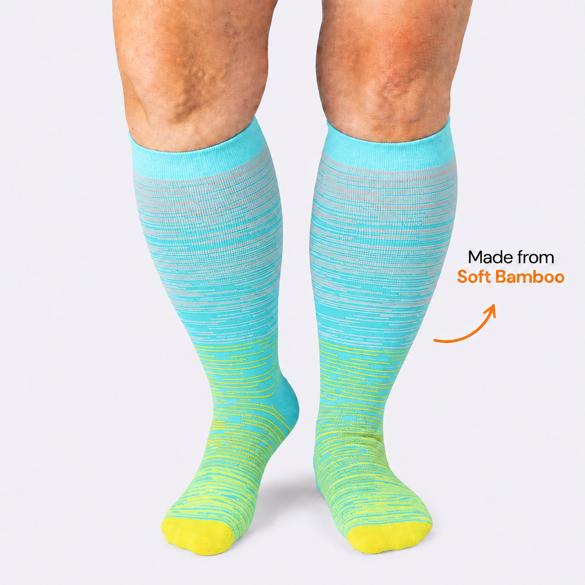 Plus Size Yellow Stripe Bamboo Compression Socks - image 0