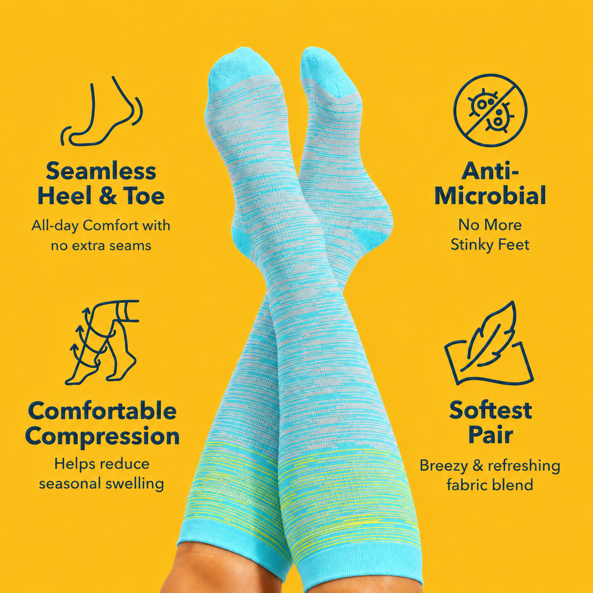 Plus Size Yellow Stripe Bamboo Compression Socks - image 2