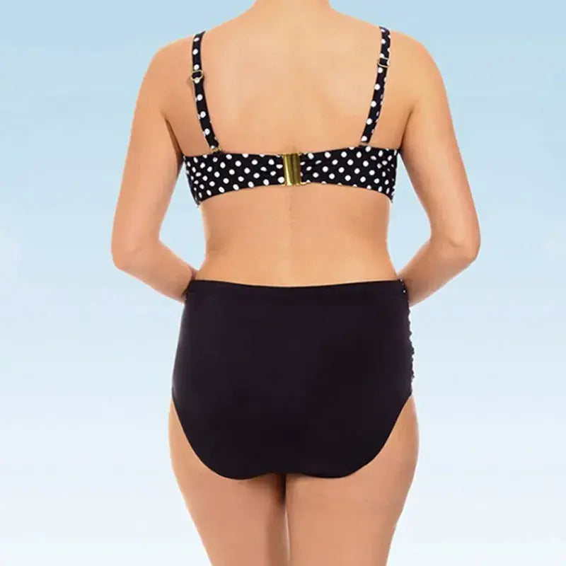 Retro White Polka Dot Twist Front Bikini Set - image 1