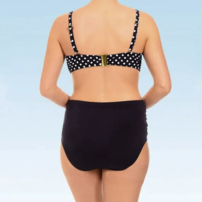 Retro White Polka Dot Twist Front Bikini Set - image 1