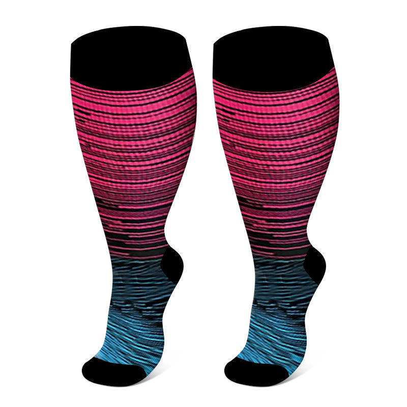Plus Size Pure Color Compression Socks 2XL-7XL - Rose - 7XL - image 13