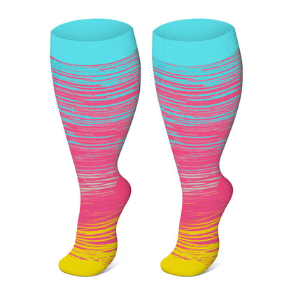 Plus Size Pure Color Compression Socks 2XL-7XL - Pink - 7XL - image 16