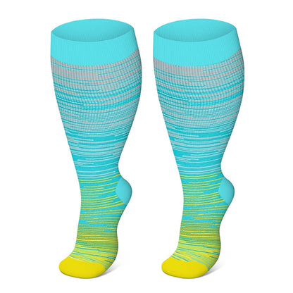 Plus Size Pure Color Compression Socks 2XL-7XL - Yellow - 7XL - image 14