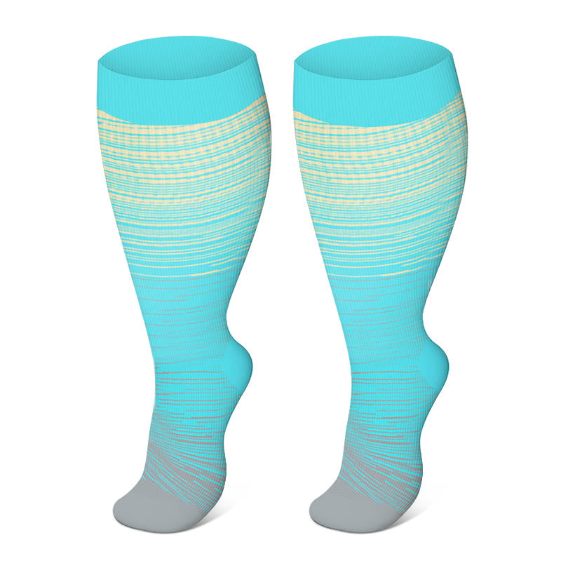 Plus Size Pure Color Compression Socks 2XL-7XL - Light Gray - 7XL - image 15