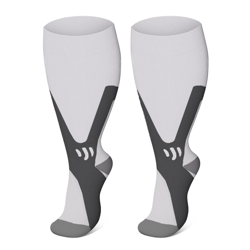 Plus Size Pure Color Compression Socks 2XL-7XL - White-A - 7XL - image 17