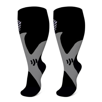Plus Size Pure Color Compression Socks 2XL-7XL - Black-A - 7XL - image 18