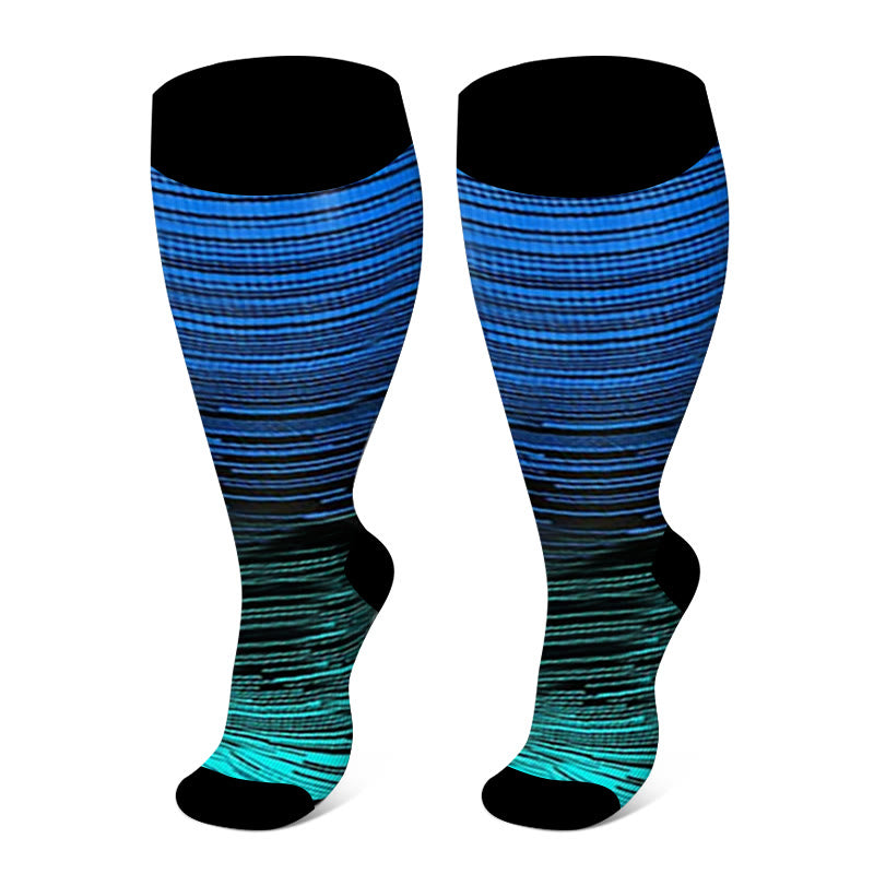 Plus Size Bright Stripe Compression Socks 2XL-7XL - Navy Blue - 7XL - image 16