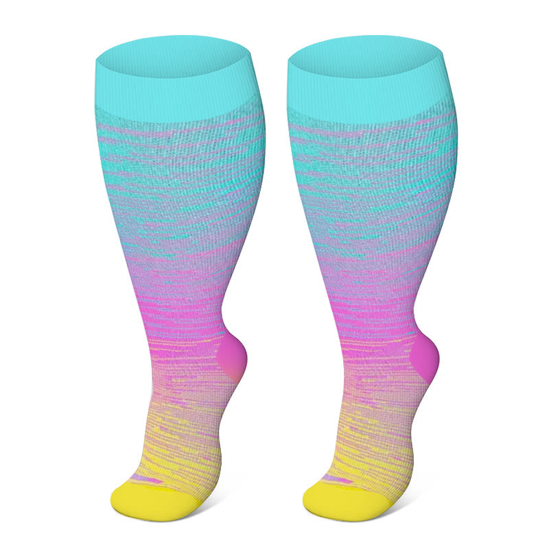 Colorful Cool Lines Plus Size Compression Socks 2XL-7XL - Light Purple - 7XL - image 12