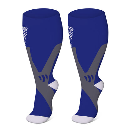 Colorful Cool Lines Plus Size Compression Socks 2XL-7XL - Navy Blue - 7XL - image 18