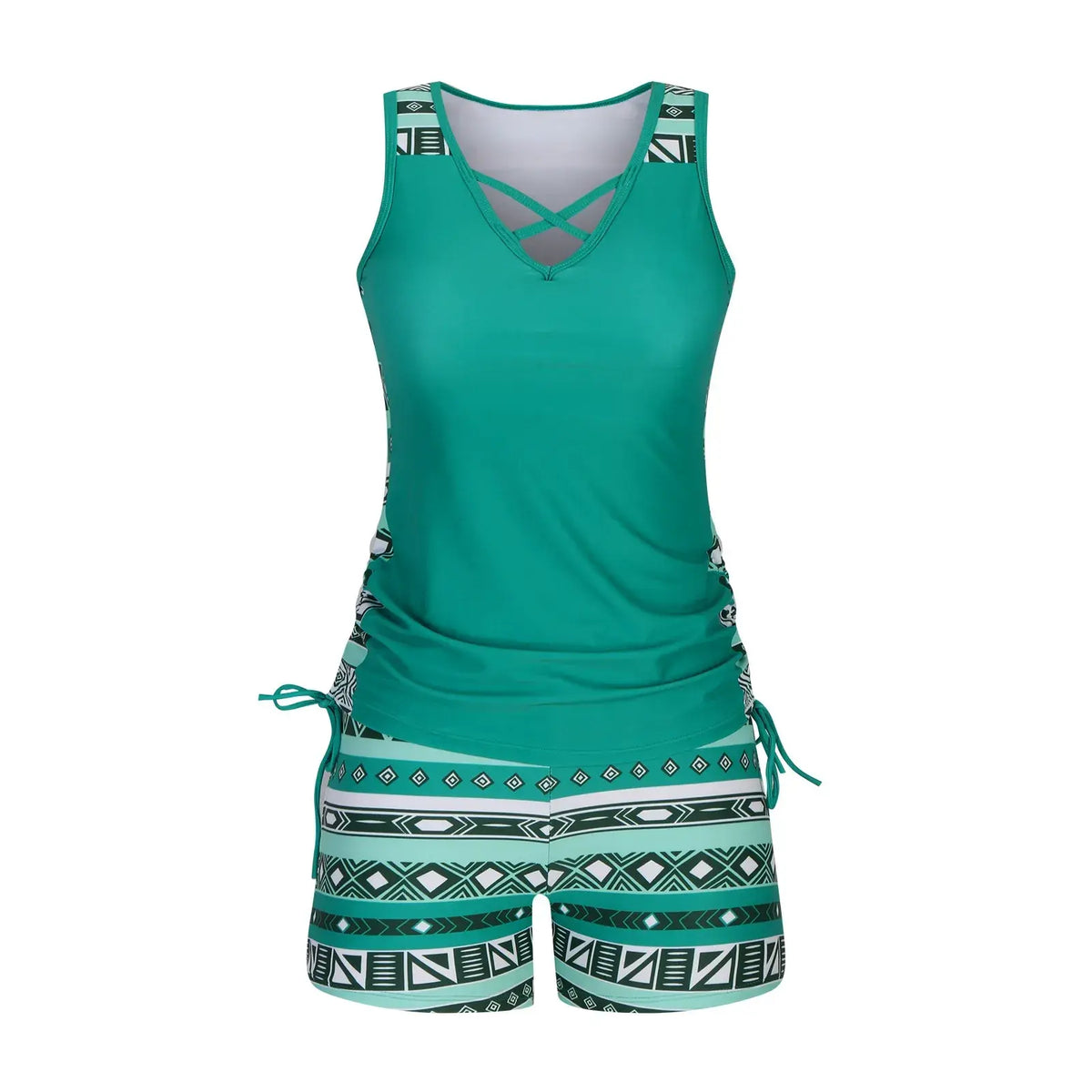 Criss Cross Geometric Tankini Set - image 12