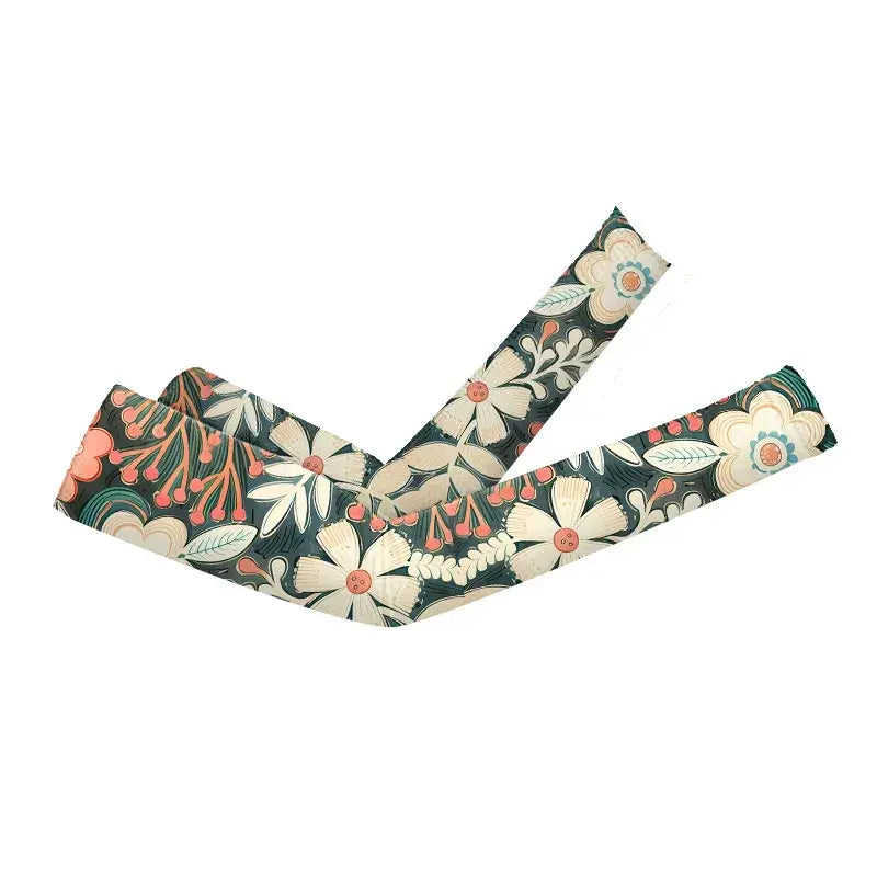 Flower Print Cooling Arm Sleeves(2 Pairs) - Grey - One Size - image 3
