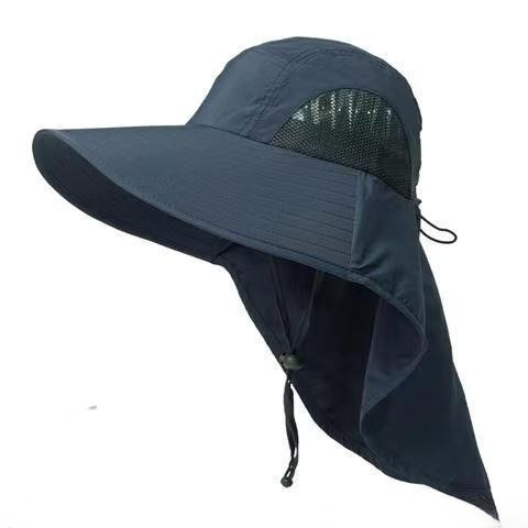 Breathable Neck Shield Sun Hat - Navy Blue - One Size - No Face Cover - image 3