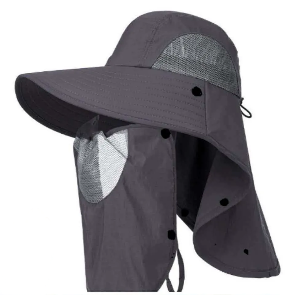 Breathable Neck Shield Sun Hat - Dark Grey - One Size - With Face Cover - image 5