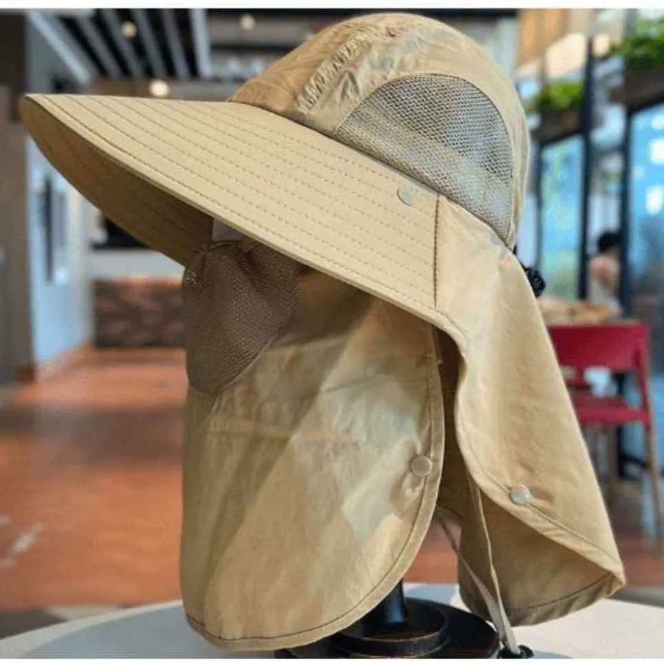 Breathable Neck Shield Sun Hat - Khaki - One Size - With Face Cover - image 9