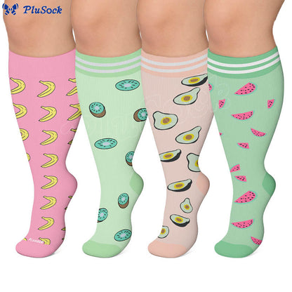 Plus Size Fruity Fun Compression Socks(4 Pairs) - image 0