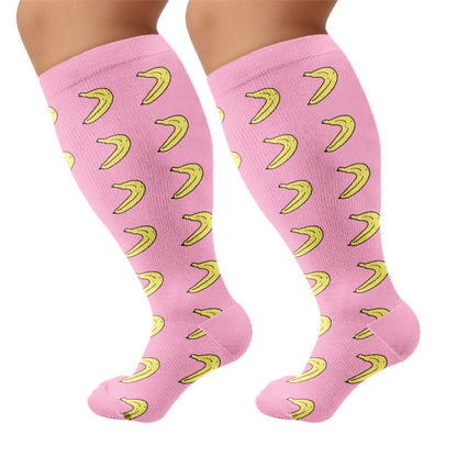 Plus Size Fruity Fun Compression Socks(4 Pairs) - Banana - 4XL - image 9
