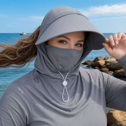 UV Shield Neck Cape Sun Hat - Dark Grey - One Size - image 0