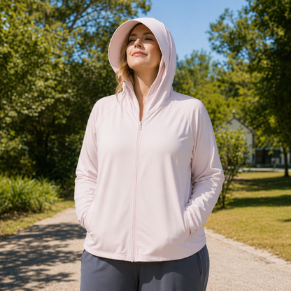 Lightweight Hooded Sun Protection Clothing - Pink - 4XL - image 2