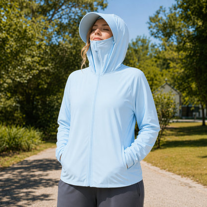 Lightweight Hooded Sun Protection Clothing - Sky Blue - 4XL - image 9