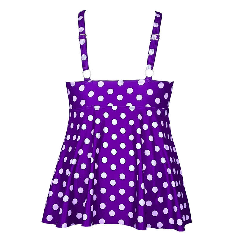 Flower Polka Dot Print V Neck Swim Dress - image 10