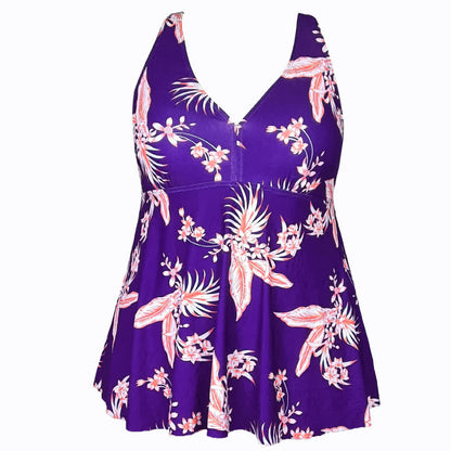 Flower Polka Dot Print V Neck Swim Dress - image 15