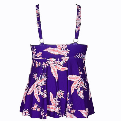 Flower Polka Dot Print V Neck Swim Dress - image 16