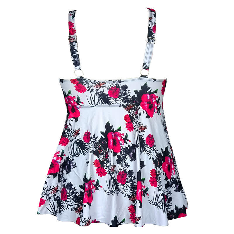 Flower Polka Dot Print V Neck Swim Dress - image 13