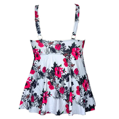 Flower Polka Dot Print V Neck Swim Dress - image 13
