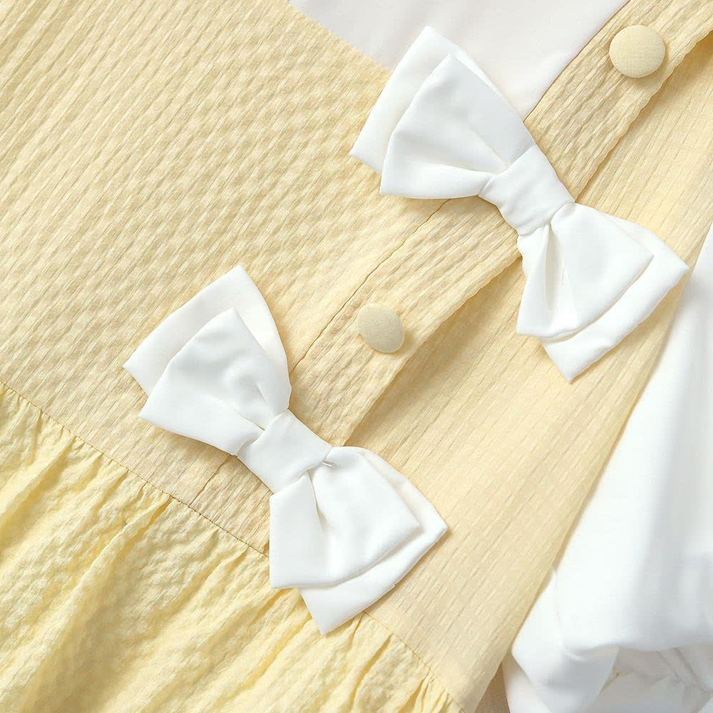 Sweet Bow Smocked Mock Two Piece Midi Dress - image 4