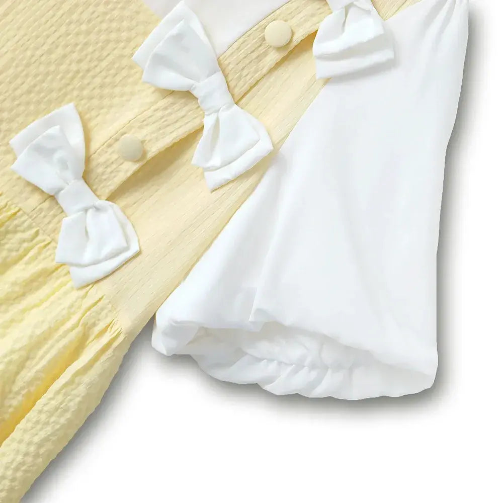 Sweet Bow Smocked Mock Two Piece Midi Dress - image 2
