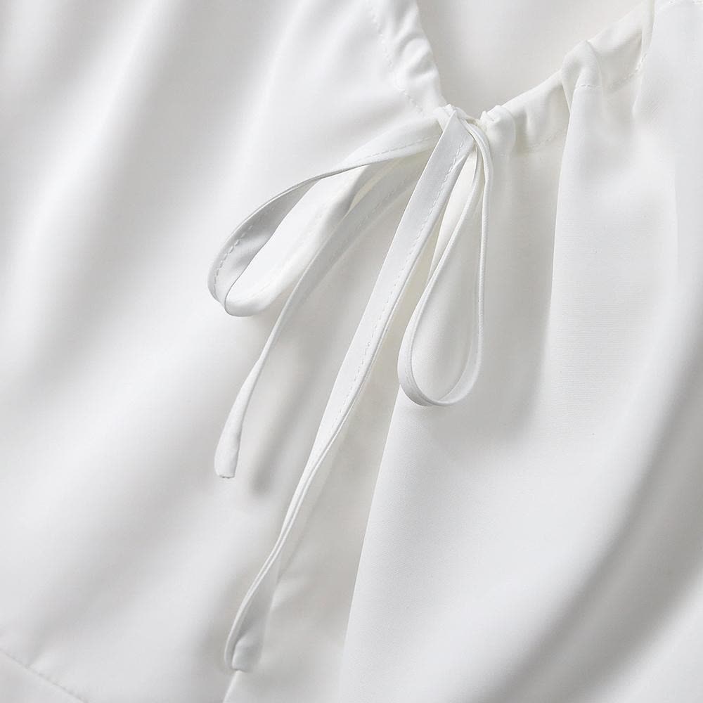 Plus-Size V Neck Tie-Neck Ruffle Peplum Blouse - image 3