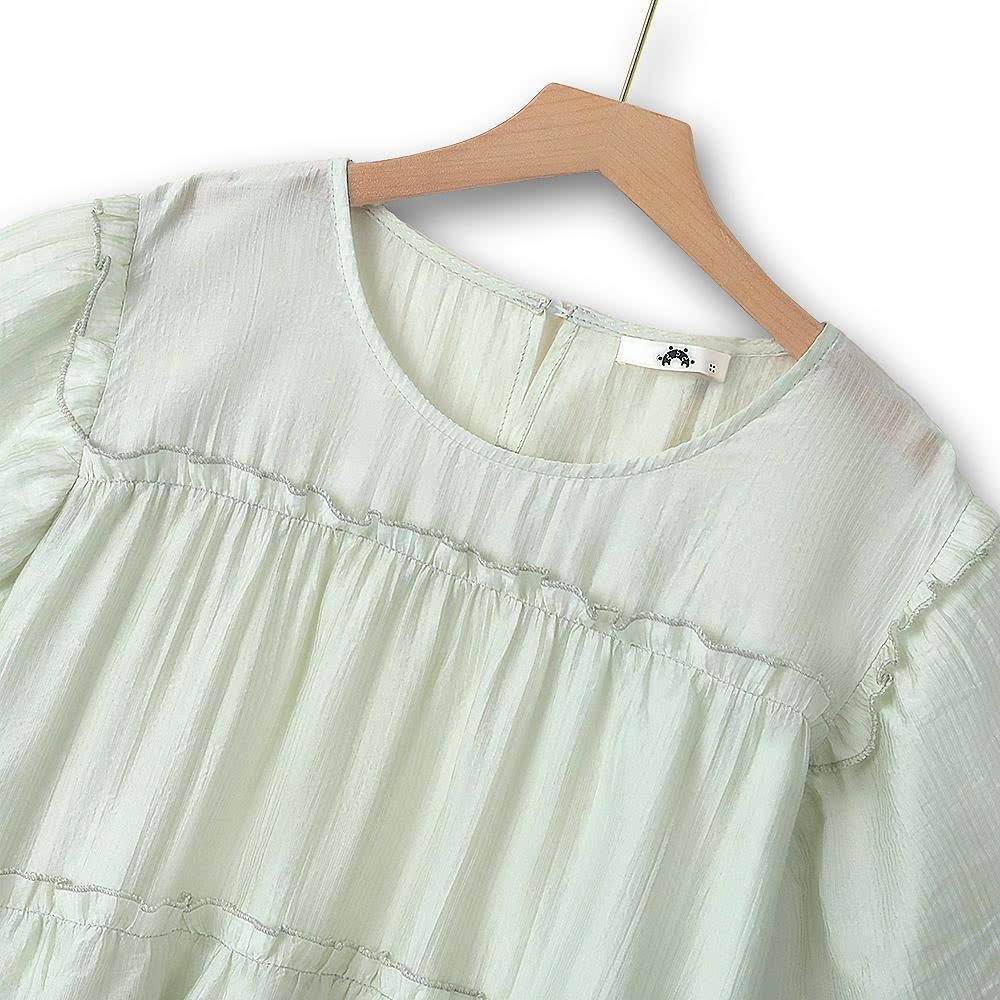 Plus Size Tiered Tencel Flutter Sleeve Blouse - image 1