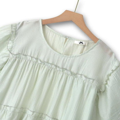 Plus Size Tiered Tencel Flutter Sleeve Blouse - image 1