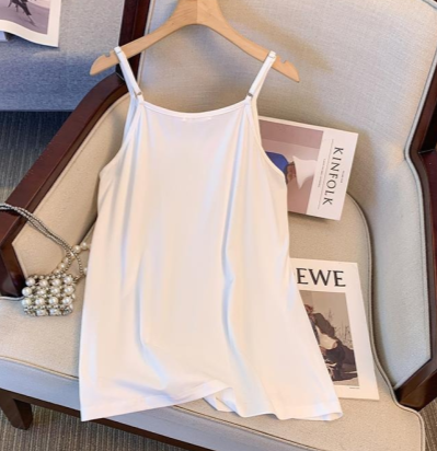 Plus Size Ice Silk Camisole Tank Top - White - 6XL - image 2
