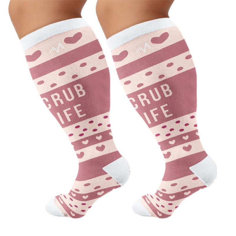 Plus Size Nurse Print Compression Socks - Pink - 4XL - image 8