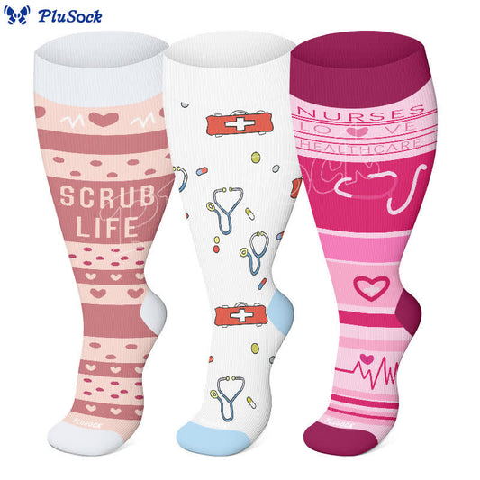 Plus Size Nurse Print Compression Socks - image 0