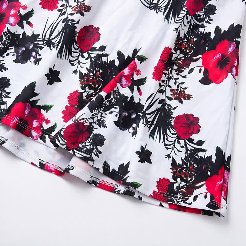 Flower Polka Dot Print V Neck Swim Dress - image 8