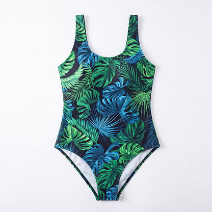 Tropical Flower Leaf Scoop Neck One-Piece Swimsuit - image 8