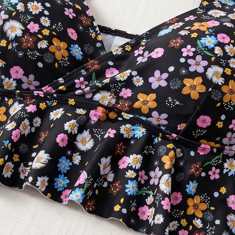 Black Floral Peplum Tankini Set - image 5
