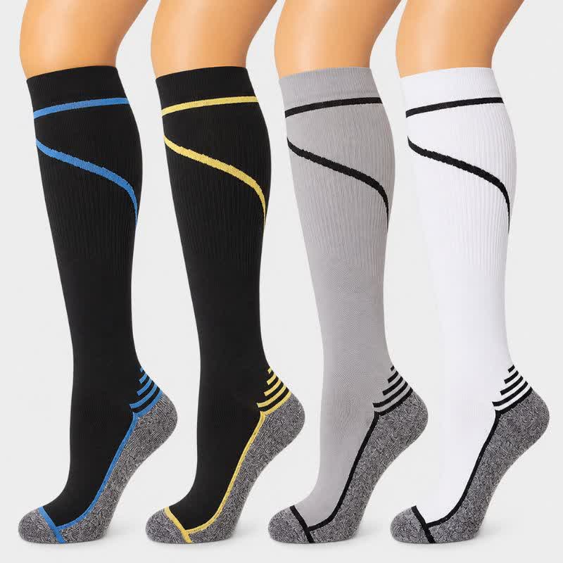 Contrast Stripe Compression Socks(4 Pairs) - image 0