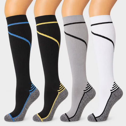 Contrast Stripe Compression Socks(4 Pairs) - image 0
