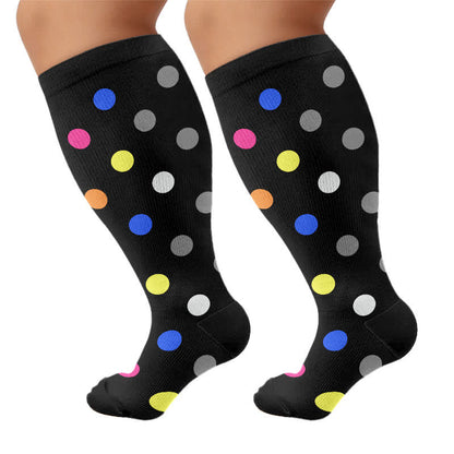 Plus Size Heart Pop Dot Compression Socks(3 Pairs) - Dots - 4XL - image 7