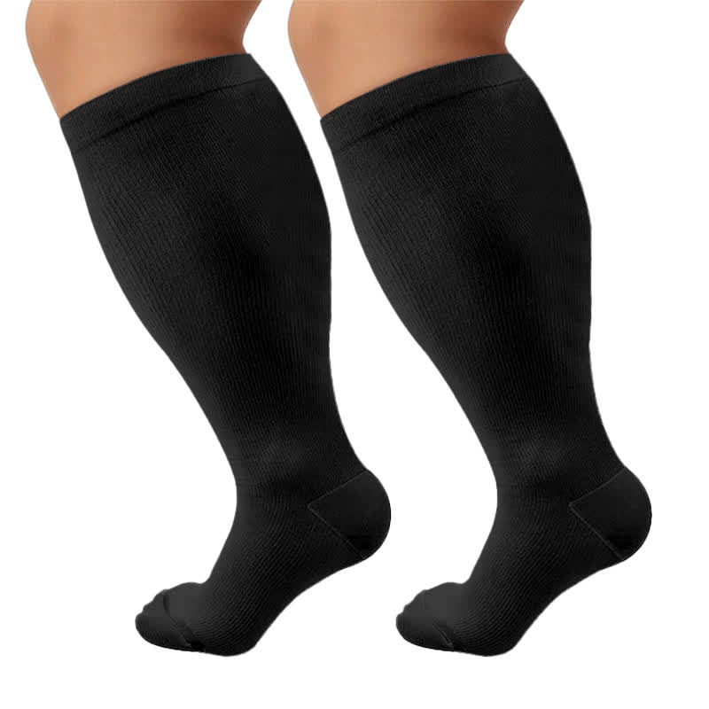 Plus Size Heart Pop Dot Compression Socks - Black - 4XL - image 8